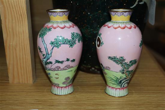 Three cloisonne vases